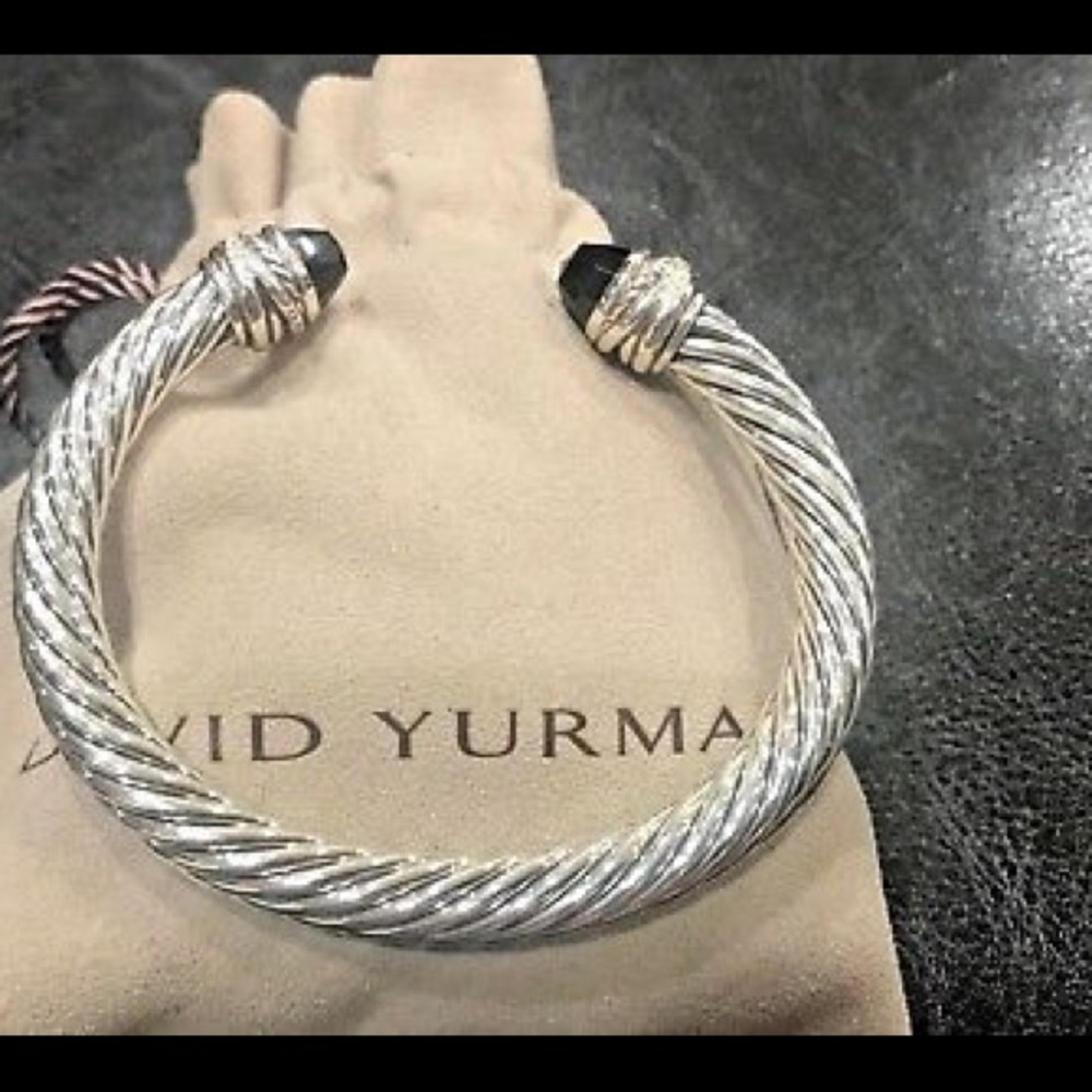 David Yurman 7mm Crossover Diamond Bracelet Onyx - Picture 3 of 5